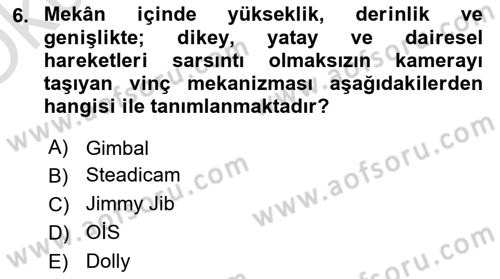  Sayısal Görüntüleme Teknolojileri Dersi 2024 - 2025 Yılı Yaz Okulu Sınav Soruları 6. Soru