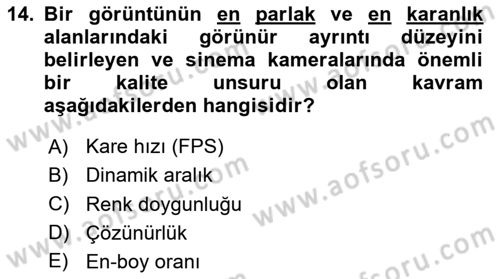  Sayısal Görüntüleme Teknolojileri Dersi 2025 - 2026 Yılı (Vize) Ara Sınav Soruları 14. Soru