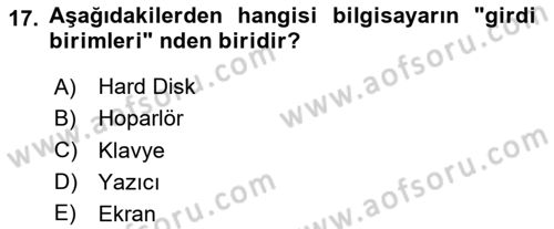  Sayısal Görüntüleme Teknolojileri Dersi 2025 - 2026 Yılı (Vize) Ara Sınav Soruları 17. Soru