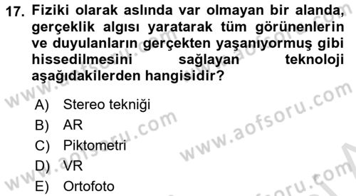 Sayısal Görüntüleme Teknolojileri Dersi 2025 - 2026 Yılı (Final) Dönem Sonu Sınav Soruları 17. Soru