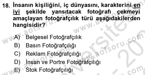  Sayısal Görüntüleme Teknolojileri Dersi 2025 - 2026 Yılı Yaz Okulu Sınav Soruları 18. Soru