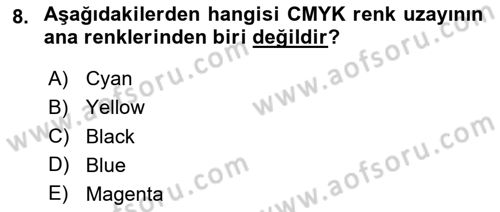  Sayısal Görüntüleme Teknolojileri Dersi 2025 - 2026 Yılı Yaz Okulu Sınav Soruları 8. Soru