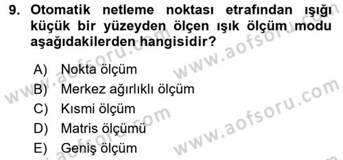  Sayısal Görüntüleme Teknolojileri Dersi 2025 - 2026 Yılı Yaz Okulu Sınav Soruları 9. Soru