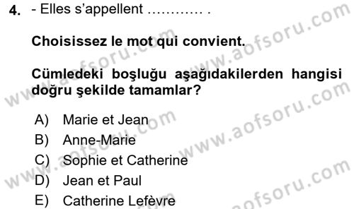 Fransızca 1 Dersi 2016 - 2017 Yılı 3 Ders Sınav Soruları 4. Soru