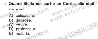 Fransızca 2 Dersi 2012 - 2013 Yılı Tek Ders Sınav Soruları 11. Soru