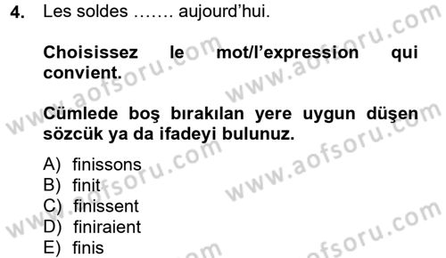 Fransızca 2 Dersi 2013 - 2014 Yılı Tek Ders Sınav Soruları 4. Soru