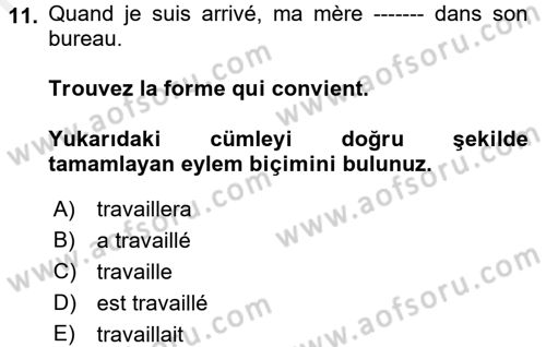 Fransızca 2 Dersi 2017 - 2018 Yılı (Final) Dönem Sonu Sınavı 11. Soru