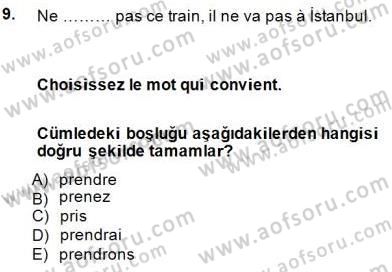 Turizm İçin Fransızca Dersi Ara Sınavı Deneme Sınav Soruları 9. Soru