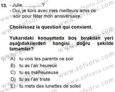Fransızca 1 Dersi 2015 - 2016 Yılı (Final) Dönem Sonu Sınavı 13. Soru