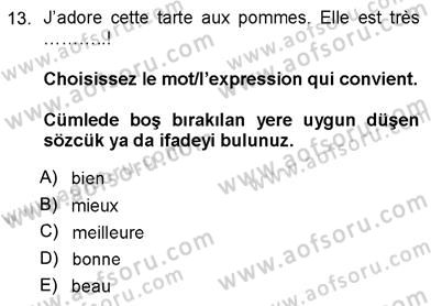 Fransızca 3 Dersi 2012 - 2013 Yılı (Vize) Ara Sınav Soruları 13. Soru