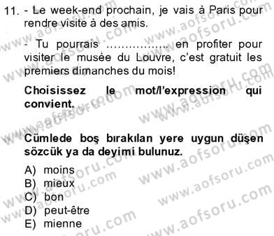 Fransızca 3 Dersi 2013 - 2014 Yılı (Vize) Ara Sınavı 11. Soru