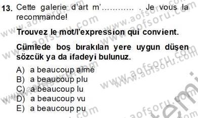 Fransızca 3 Dersi 2013 - 2014 Yılı Tek Ders Sınavı 13. Soru