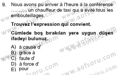 Fransızca 4 Dersi 2012 - 2013 Yılı (Final) Dönem Sonu Sınavı 9. Soru