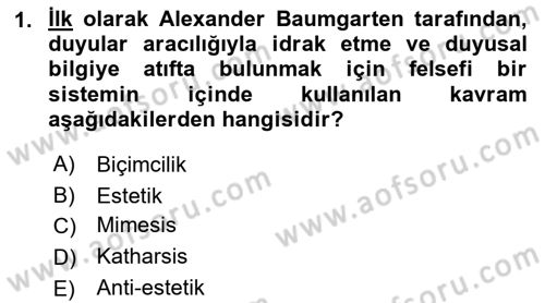 Temel Sanat ve Tasarım Eğitimi Dersi Ara Sınavı Deneme Sınav Soruları 1. Soru