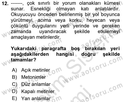 Temel Sanat ve Tasarım Eğitimi Dersi Ara Sınavı Deneme Sınav Soruları 12. Soru