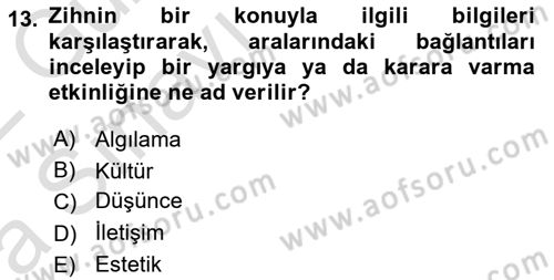 Temel Sanat ve Tasarım Eğitimi Dersi Ara Sınavı Deneme Sınav Soruları 13. Soru