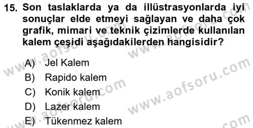 Temel Sanat ve Tasarım Eğitimi Dersi 2021 - 2022 Yılı (Vize) Ara Sınav Soruları 15. Soru