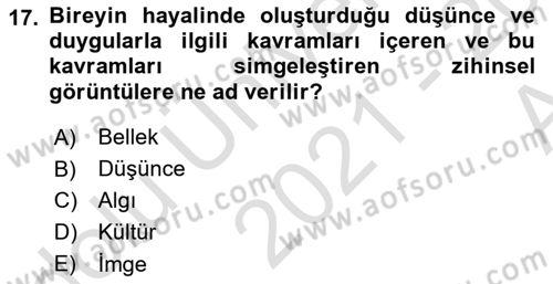 Temel Sanat ve Tasarım Eğitimi Dersi 2021 - 2022 Yılı (Vize) Ara Sınav Soruları 17. Soru