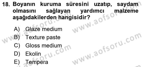 Temel Sanat ve Tasarım Eğitimi Dersi Ara Sınavı Deneme Sınav Soruları 18. Soru