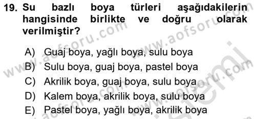 Temel Sanat ve Tasarım Eğitimi Dersi 2021 - 2022 Yılı (Vize) Ara Sınav Soruları 19. Soru