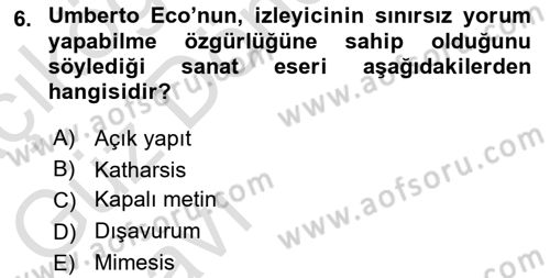 Temel Sanat ve Tasarım Eğitimi Dersi 2021 - 2022 Yılı (Vize) Ara Sınav Soruları 6. Soru