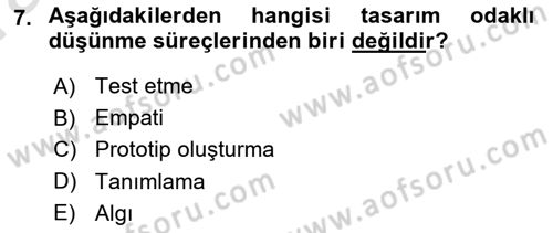 Temel Sanat ve Tasarım Eğitimi Dersi Ara Sınavı Deneme Sınav Soruları 7. Soru