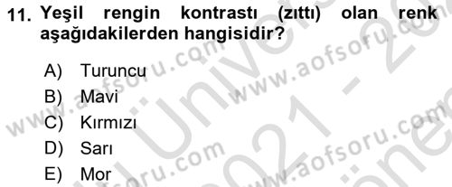 Temel Sanat ve Tasarım Eğitimi Dersi 2021 - 2022 Yılı (Final) Dönem Sonu Sınav Soruları 11. Soru