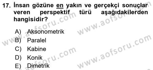 Temel Sanat ve Tasarım Eğitimi Dersi 2021 - 2022 Yılı (Final) Dönem Sonu Sınav Soruları 17. Soru