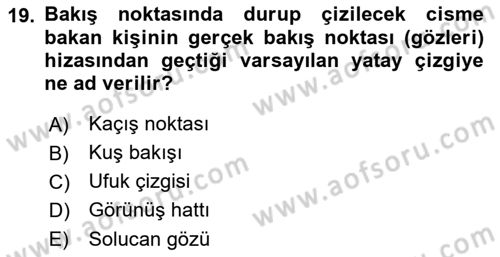 Temel Sanat ve Tasarım Eğitimi Dersi 2021 - 2022 Yılı (Final) Dönem Sonu Sınav Soruları 19. Soru