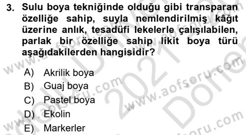 Temel Sanat ve Tasarım Eğitimi Dersi 2021 - 2022 Yılı (Final) Dönem Sonu Sınav Soruları 3. Soru