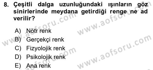 Temel Sanat ve Tasarım Eğitimi Dersi 2021 - 2022 Yılı (Final) Dönem Sonu Sınav Soruları 8. Soru