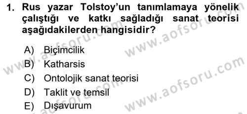 Temel Sanat ve Tasarım Eğitimi Dersi 2021 - 2022 Yılı Yaz Okulu Sınav Soruları 1. Soru