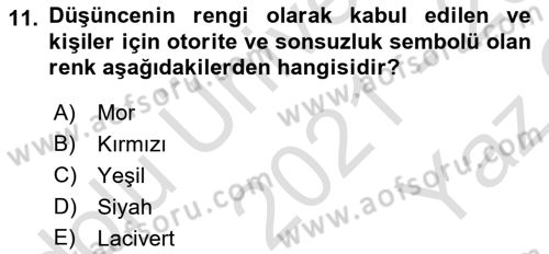 Temel Sanat ve Tasarım Eğitimi Dersi 2021 - 2022 Yılı Yaz Okulu Sınav Soruları 11. Soru