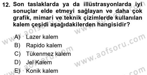 Temel Sanat ve Tasarım Eğitimi Dersi 2021 - 2022 Yılı Yaz Okulu Sınav Soruları 12. Soru