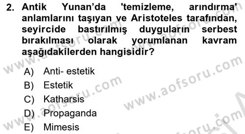 Temel Sanat ve Tasarım Eğitimi Dersi 2021 - 2022 Yılı Yaz Okulu Sınav Soruları 2. Soru