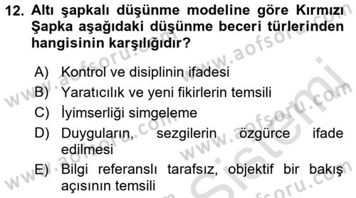 Temel Sanat ve Tasarım Eğitimi Dersi 2022 - 2023 Yılı (Vize) Ara Sınav Soruları 12. Soru