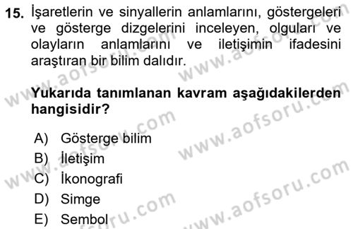 Temel Sanat ve Tasarım Eğitimi Dersi 2022 - 2023 Yılı (Vize) Ara Sınav Soruları 15. Soru