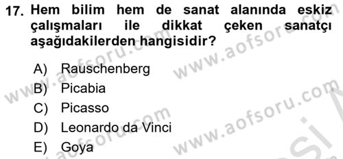 Temel Sanat ve Tasarım Eğitimi Dersi 2022 - 2023 Yılı (Vize) Ara Sınav Soruları 17. Soru