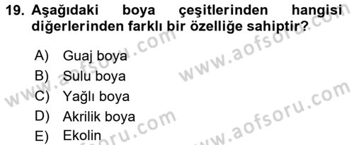 Temel Sanat ve Tasarım Eğitimi Dersi 2022 - 2023 Yılı (Vize) Ara Sınav Soruları 19. Soru