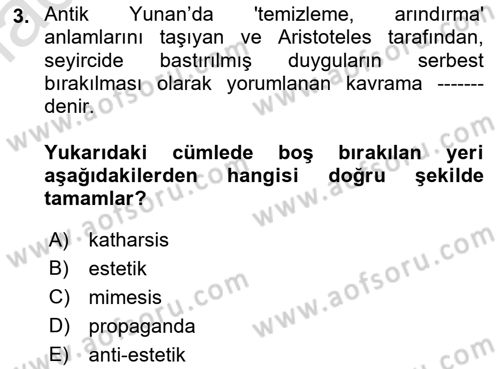 Temel Sanat ve Tasarım Eğitimi Dersi 2022 - 2023 Yılı (Vize) Ara Sınav Soruları 3. Soru