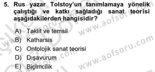 Temel Sanat ve Tasarım Eğitimi Dersi 2022 - 2023 Yılı (Vize) Ara Sınav Soruları 5. Soru