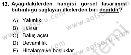 Temel Sanat ve Tasarım Eğitimi Dersi 2022 - 2023 Yılı (Final) Dönem Sonu Sınav Soruları 13. Soru