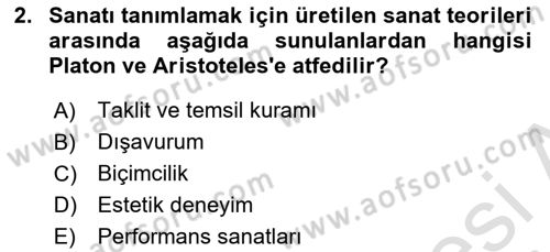 Temel Sanat ve Tasarım Eğitimi Dersi 2022 - 2023 Yılı (Final) Dönem Sonu Sınav Soruları 2. Soru
