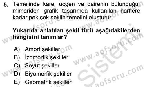 Temel Sanat ve Tasarım Eğitimi Dersi 2022 - 2023 Yılı (Final) Dönem Sonu Sınav Soruları 5. Soru