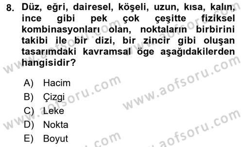Temel Sanat ve Tasarım Eğitimi Dersi 2022 - 2023 Yılı (Final) Dönem Sonu Sınav Soruları 8. Soru
