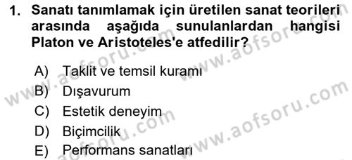 Temel Sanat ve Tasarım Eğitimi Dersi Ara Sınavı Deneme Sınav Soruları 1. Soru