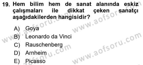 Temel Sanat ve Tasarım Eğitimi Dersi Ara Sınavı Deneme Sınav Soruları 19. Soru