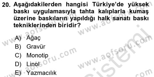 Temel Sanat ve Tasarım Eğitimi Dersi Ara Sınavı Deneme Sınav Soruları 20. Soru