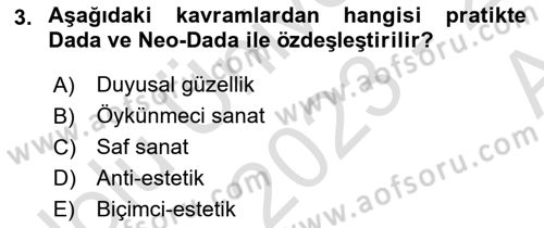 Temel Sanat ve Tasarım Eğitimi Dersi Ara Sınavı Deneme Sınav Soruları 3. Soru