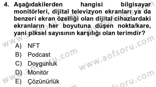 Temel Sanat ve Tasarım Eğitimi Dersi Ara Sınavı Deneme Sınav Soruları 4. Soru